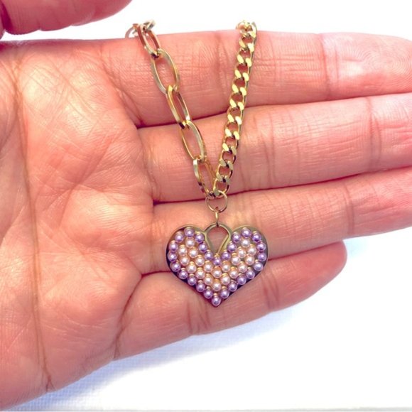 925 Sterling Silver Blue Crystal Heart Pendant Set - Picture 7 of 10